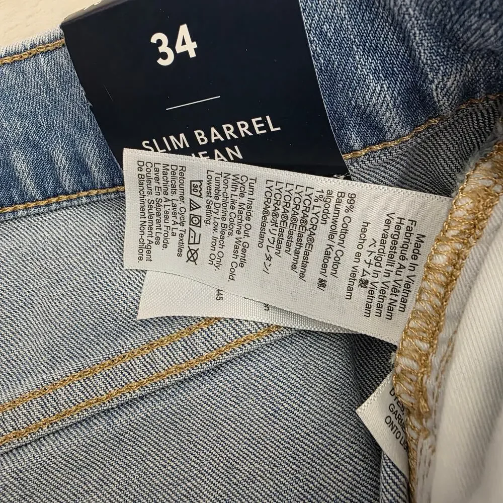 J.Crew Barrel Leg Jeans Jeanne Wash All Day Stretch NWT Size 34 CQ501